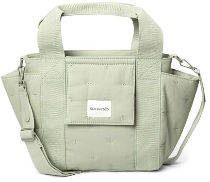 Suavinex, Bolso Maternidad, Bolso Organizador para el Carrito del Bebé tipo Panera, Con Asas Ajustables al Carrito, Cierre de Cremallera, Compacto y de Gran Capacidad, con Bolsillos Interiores, Verde