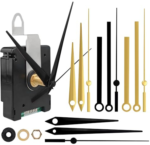 BORDEAG Uhrwerke Für Wanduhr, Quarz Uhrwerk Ersatz Mit 4 Zeigerpaaren, Geräuschloses Uhrwerk Set, Quarz Uhrenwerk Lautlos, Uhrwerk Für Wanduhr Lautlos, Leises Wanduhr-Bastelkit Für DIY Uhr