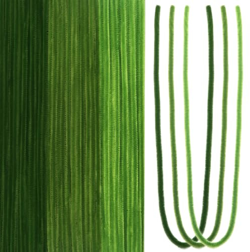 TOAOB 300 Stück Pfeifenreiniger zum Basteln 3 Verschiedene Grün 60 cm Lang | Pfeifenreiniger Overlength Biegeplüsch Basteldraht Chenilledraht, Pfeiffendraht Pipe Cleaner für Kreative DIY Projekte