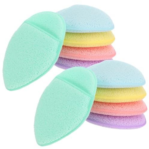 Molain 10 Pcs Facial Sponges, Reusable Face Sponges for Cleansing and Exfoliating, Makeup Remover Pads with Finger Cot, Gentle Bath Sponges for All Skin Types Daily Clean