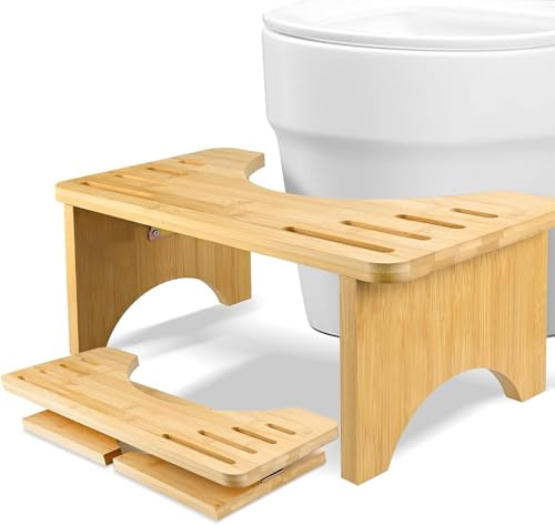 Bambus Toilettenhocker Faltbar Ergonomisch für Stuhlgang