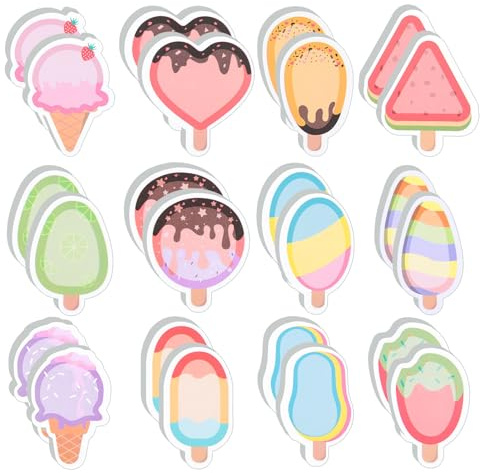Smivyhp 24 Stück Motive Haftnotizen Kinder Gastgeschenke Für Geburtstag | Lustiges Eiscreme Design,Kompakte Kleine Größe,Leicht Mitzunehmen,Geeignet Schule Zuhause Büro,Perfekt Als Mitgebsel