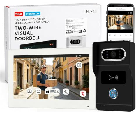 OBO HANDS Sistema Videoportero 2 Hilos WiFi, Pantalla Táctil 7 Pulgadas 1080P HD, Visión Nocturna, Grabación, Desbloqueo RFID & App Tuya Remoto