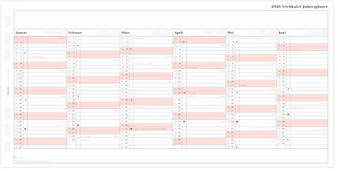 Filofax Inserto per calendario A5, planner annuale verticale tedesco 2028