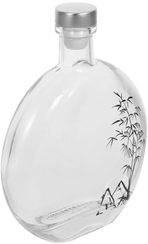Kichvoe Botella de Vidrio Reutilizable para Licor y Vino de 250ml, Hermética y Fácil de Observar el Contenido, Adecuado para Fiestas y Uso Portátil