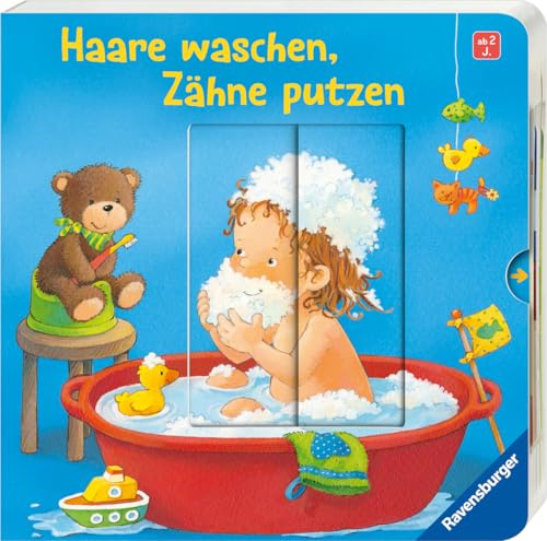 Haare waschen, Zähne putzen - Pappbilderbuch mit Verwandlungsschiebern - Thema: Hygiene/Töpfchen/sauber werden - Für Kinder ab 2 Jahre