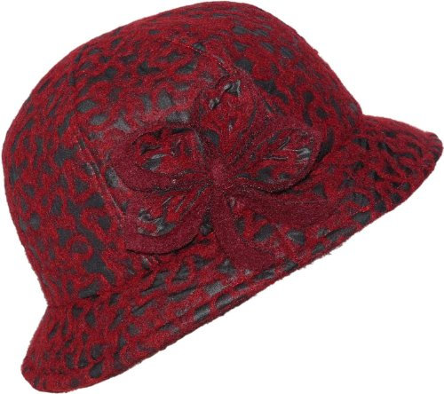 fiebig Sehr hochwertiger Damenhut aus Stoff, Kopfgröße:56, Farben:rot