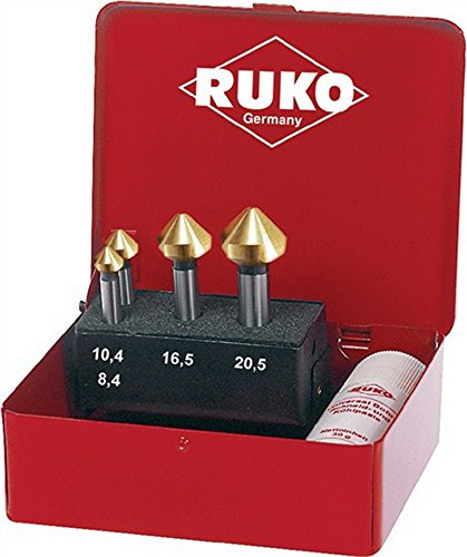 RUKO 102151T - Juego de avellanadores cónicos - DIN 335 forma C, HSS-TiN 90°
