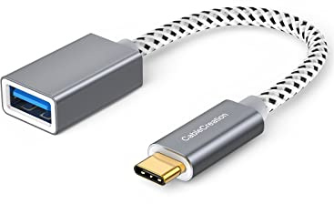 USB C auf USB Adapter, CableCreation 15cm OTG USB Typ C Stecker auf USB-A 3.0 Buchse Kabel Kompatibel mit neuem MacBook (Pro), Dell XPS 13/15, Galaxy S10/S9+/S9/S8, Huawei P20/P10 usw, 15cm/Grau
