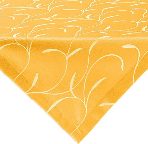 Erwin Müller Tischwäsche, Mitteldecke, Tischdecke Uni, Remscheid Mango Größe 80x80 cm - hochwertige Qualität mit Fleckschutz ausgerüstet und Kuvertsaum, Rankenmuster
