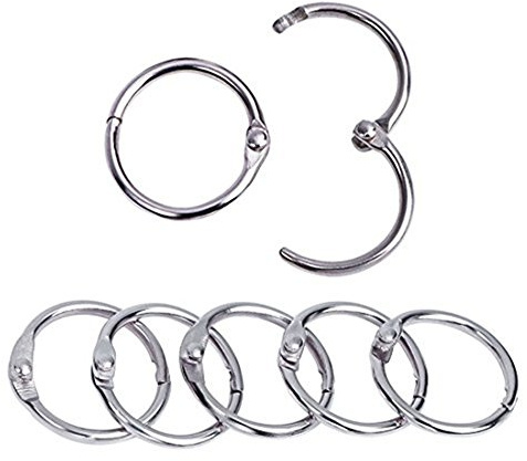 Antner 1 Inch Loose Leaf Binder Rings, 50 Pack Nickel Plated Small Metal Office Book Rings Keychain Keyrings for Paper, Index Cards, Flashcards, Scrapbooks, Home and Office Documents Organization