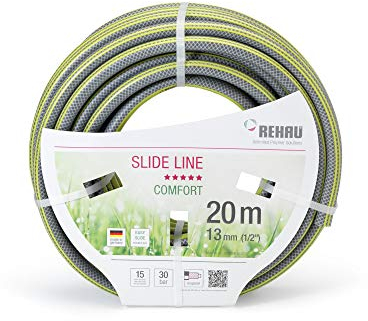 REHAU Gartenschlauch Slide LINE 1/2 Zoll 20m: sehr gleitfähig damit schmutzabweisend + Abriebfest, umweltfreundlich + schadstofffrei