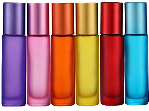 JamHooDirect Roller Bottles - 10ml Premium Quality Glass Refillable Essential Oil Roller on Bottles with Lid Opener Pry Tool, Set of 6 for Aromatherapy, Essential Oils,