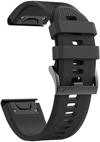 Quickfit 22mm für Garmin Fenix 5/5 Plus/6/6 Pro/8 47mm/7/7Pro/E 47mm, Quickfit Armband 22mm für Garmin Epix 2, Instinct/Instinct 2, Forerunner 935/945/955/745, Approach S60/S62, Descent G1(Schwarz)