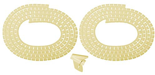 Deskit Kit Canalina Cavi, Confezione da 2 di 3 Metri, Crema, con Fascia Avvolgente a Spirale e Strumento Montaggio – Gestione Cavi per PC, Fili TV a Casa o in Ufficio