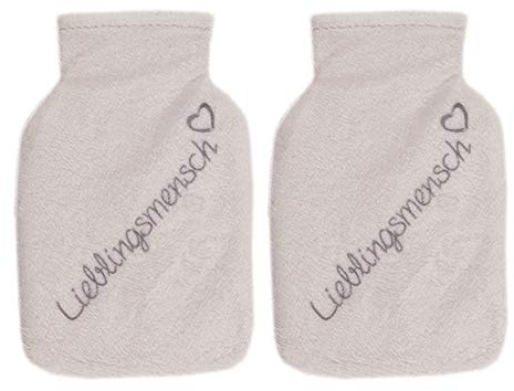 2er SetTaschenwärmer Lieblingsmensch, weiß mit Fleecebezug, 2er Set - Handwärmer wiederverwendbar