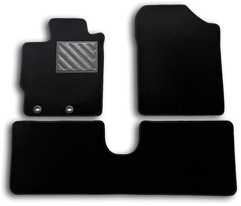 Fußmatten für Toyota Yaris III 3/5-Türer ab 09/2011–2020, Nicht geeignet für Modell Hybrid, passgenau, verstärkte Stoßborte aus Gummi und Befestigungsknöpfe, Schwarz