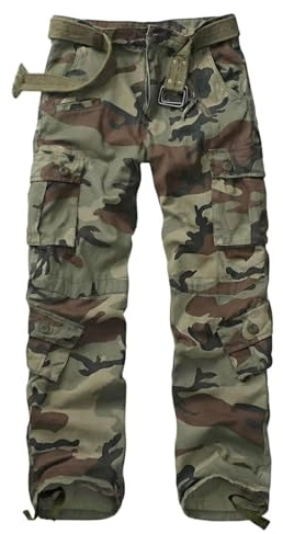 GSGGIG Men's Cargo Pants, Casual Outdoor Camo Pants, Relaxed Fit Work Pants with Multi Pockets 3354-C29 CAMO-34