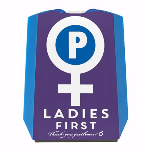 speecheese Venussymbol Ladies First Parkscheibe in Lila-Weiß mit 2 Einkaufswagenchips Eiskratzer Wasserabstreifer und Einkaufswagen-Chips Ladies parken Auto Parkplatz Parkhaus
