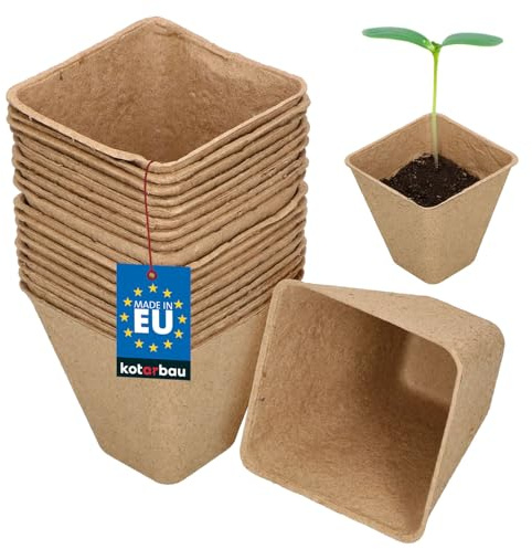 KOTARBAU® 18 Stück Abbaubare Torf-Anzuchttöpfe Biologisch Abbaubare Torftöpfe 8x8x8 cm für Innen- und Außenbereich Braun