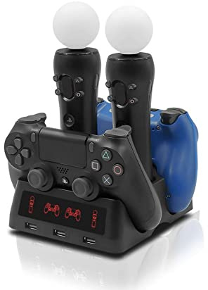 Controller Charger Charging Station Fast Charging Adapter, Multi‑FunctionaL Charging Station for MOVE VR Controller with LED Indicator