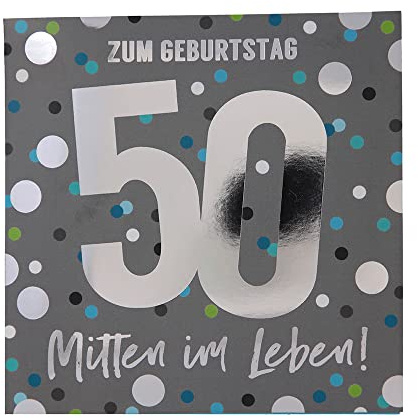 Depesche 11515-044 Zahlenkarte zum 50. Geburtstag mit Musik, veredelte Klappkarte mit originellem Innentext, inkl. Umschlag, Format 15,5 x 15,5 cm