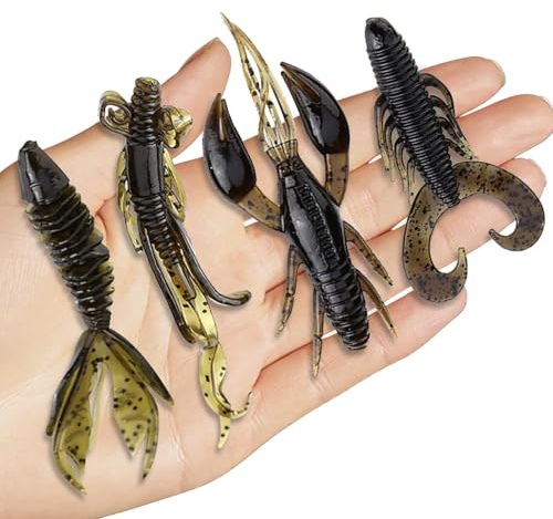 Agatige 25 Stück weicher Fischköder, Hummerköder, Krebse, Garnelenköder, künstlicher Köder, Swimbait, weicher Garnelenköder