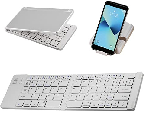 Foldable Bluetooth Keyboard, Portable Rechargeable Pocket-Sized Wireless Keyboard with Protective Case, Magnetic Folding for Android, iOS, Windows Tablets, PC, Pad/Phone