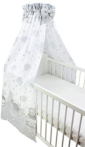 TupTam Babybett Himmel mit Schleifchen, Farbe: Mond mit Elefant/Grau, Größe: ca. 160x240 cm