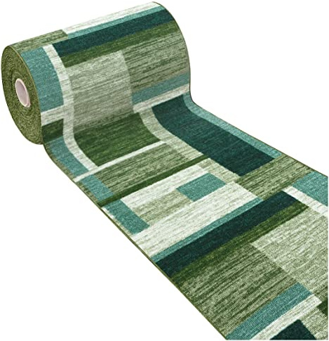 emmevi Tappeto Cucina Bordato Colori Accesi Passatoia Antiscivolo Lavabile Mod.FAKIRO DIS_38 57X240 VERDE