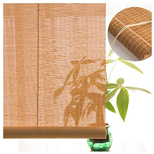 JUCCJUXIN Bambus Rollo Jalousine, Bambusvorhang,Breite Bambus-Rollo,Nicht Transparentes Bambusrollo,Sonnenschutz-Rollo Bambus,FüR Fenster/TüRen/Balkone,Mit Seitlichem Zug,W110xH280cm/W43.30xH110.23in