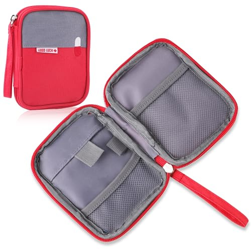 Reiseapotheke Tasche, Tragbar Medikamententasche Klein,Erste-Hilfe-Tasche | Wasserdichte Reise Apothekentasche, Notfalltasche für Home, Camping (Rot)