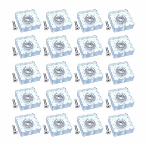 JZK 20x Antideslizante silencioso 30mm Grande Deslizadores Silla Silicona con Tornillos Protector Suelo Almohadillas Goma para Muebles planeadores cuadradas para pies Silla para Piso Madera