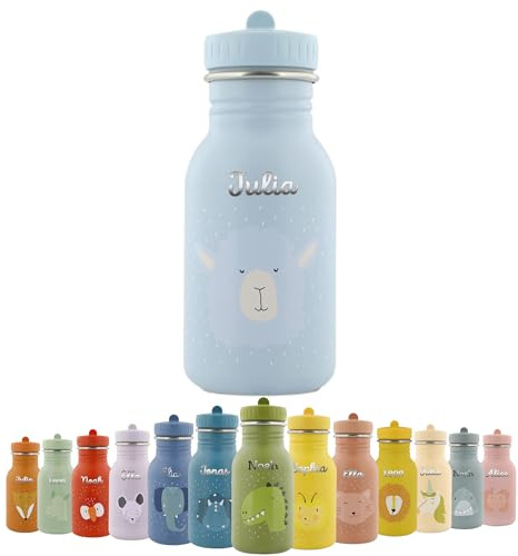 upstitch studio Trinkflasche personalisiert für Kinder, Trixie Flasche personalisiert mit Namen (350ml 500ml) Edelstahl BPA- frei, auslaufsicher, rostfrei