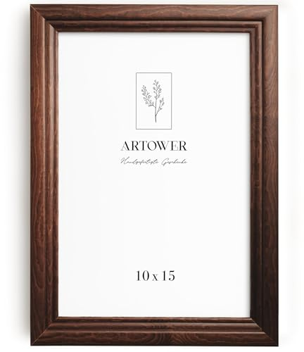 artower® Vintage Cadre Photo Bois Marron 10x15cm | Cadre 10 x 15 cm Mural pour Salon Chambre et Intérieur | Petit Tableau 10x15 | Cadre Décoration pour Dessin Diplôme et Affiche 10 x 15