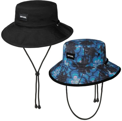 RIP CURL Reversible Revo Valley Mid Brim Hat - Blue Yonder - Cord with toggle - Circumference of size S/M is 58cm