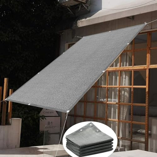 Toile Ombrage Respirant Rectangulaire 3 x 4 m HDPE Respirant UV Protection,Durable Voile d'ombrage Pergola avec Oeillets et Cordons pour Extérieur Terrasse Jardin, Gris
