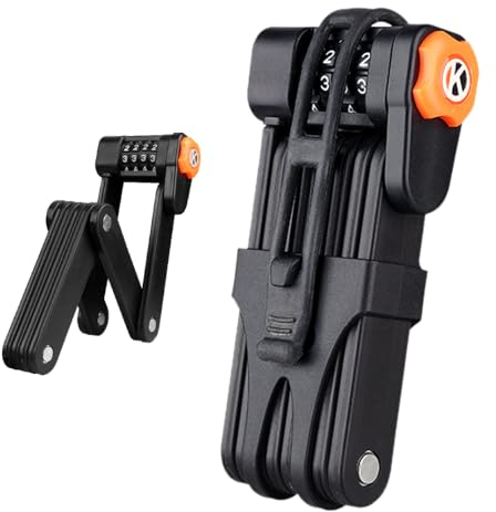 3T6B Fahrradschloss Faltschloss, Fahrradschloss Schlüssel mit Zahlenschloss, Zusammenklappbar und tragbar, Rostfrei,Leichte Montage, Zahlenschloss aus gehärtetem Stahl,Bike Lock 85cm