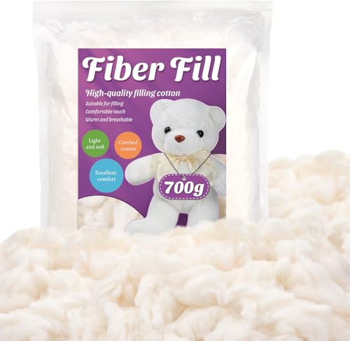 Kogyxe 24.69oz Polyfill Stuffing High Resilience Pillow Stuffing | Combed Cotton Filling, Stuffing for Stuffed Animals, Cotton Stuffing for Crafts Premium Pillow Cushions Small Stuffed Crochet