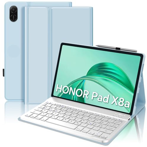 SENGBIRCH Funda Con Teclado Para Honor Pad X8a 11, Español Ñ Bluetooth Desmontable Inalámbrico Para Tablet 2024, Azul Claro