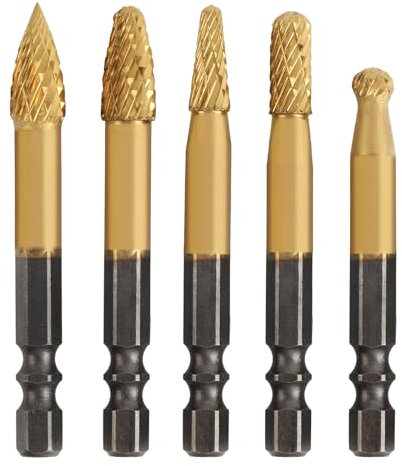 Yuentoen Hartmetall Frässtifte Satz,Hartmetall-Frässtifte mit Doppelschnitt, Rotationsfräser-Set Schaftfräser mit 1/4 Schaft, Bohrer, DIY-Holzbearbeitung, Metallpolieren, Gravieren und Bohren