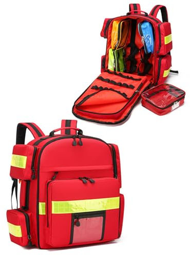 Trauma-Tasche für Ersthelfer, professioneller Notfall-Rucksack leer, Erste-Hilfe-Rucksack für häusliche Krankenpflege, EMT, EMS, rot (nur Tasche)
