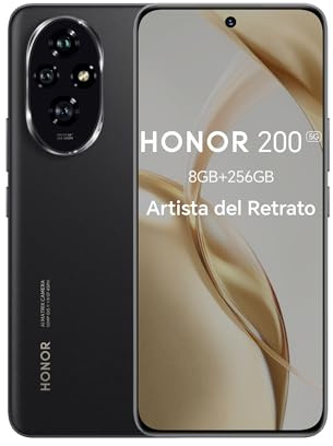 HONOR 200 5G - Smartphone de 8GB+256GB, Batería de 5200mAh, Pantalla 6,7‘’ AMOLED, Qualcomm Snapdragon 7 Gen 3, Triple cámara de retratos de 50 MP, Dual SIM, Dual Sim, NFC, Black