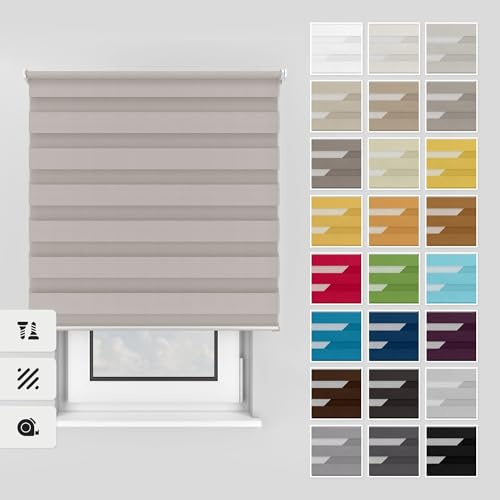 Estika Doppelrollo mit Bohren 110x150 cm Farbe: Cream, Rollo Deckenmontage und Wandmontage Fenster rollos für innen, Jalousien Fenster, Tür Rollo