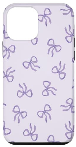 Custodia per iPhone 12 mini Lilla Coquette Estetico Bow Pattern Carino Viola Nastri