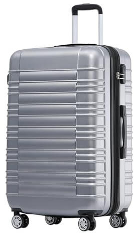 BEIBYE Reisekoffer 2088 Hartschalekoffer Gepäck Koffer Trolley Größe XL in 14 Farben (Silver)