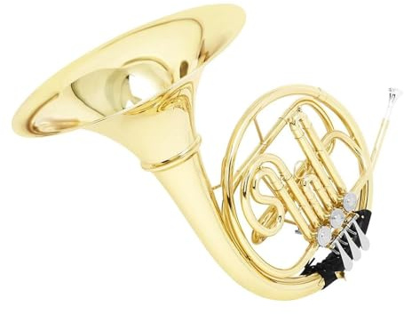 Waldhorn Bb Ton Waldhorn 3 Tasten Messing Neusilber Plattiert Professionelles Musikinstrument Mit Koffer(Golden)