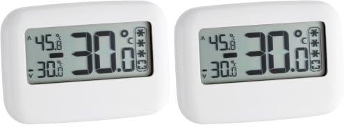 TFA Dostmann Digitales Kühl-Gefrierschrank-Thermometer, 30.1042, permanente Anzeige der Höchst-und Tiefstwerte, L 91 x B 15 (35) x H 72 mm, Weiß/Eisblau (Packung mit 2)