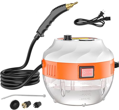 3800W Steam Cleaner, High Pressure Steamer for Cleaning, Handheld Portable Steam Cleaners for Home Use, Upholstery, Kitchen, Bathroom, Grout and Tile (Black&Orange) (White&Orange)