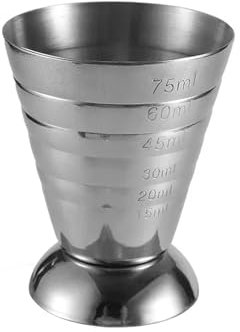 QuxetlRyz Jigger 2 Vasos medidores de Acero Inoxidable de 75 ml for cócteles, Accesorios for Bebidas Mixtas, Vasos medidores for cócteles(75ML Silver)